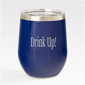 Engraved Corkcicle Navy 12oz Stemless Wine Tumbler - 50006