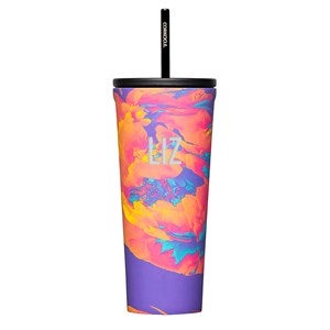 Engraved Corkcicle Monogram 24oz Cold Cup with Straw in Super Bloom - 50329