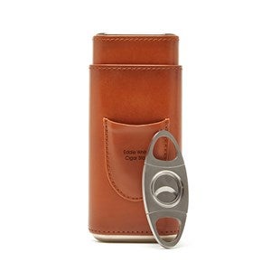 Engraved Ashton Cigar Leather Case with Cutter - 50405