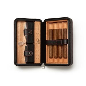 Engraved Leather and Cedar Cigar Humidor Case - 50425