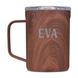 Engraved Corkcicle Monogram 16oz Insulated Mug in Walnut - 50616