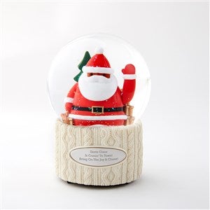 Engraved Waving Santa Snow Globe in Dark Brown Tone - 51079