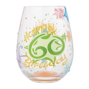 Happy 60th Birthday Stemless Wine Glass - 51149