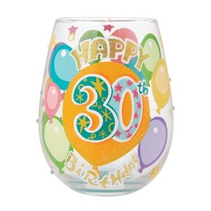 Happy 30th Birthday Stemless Wine Glass - 51150