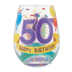 Happy 50th Birthday Stemless Wine Glass - 51151