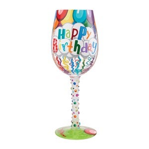 Happy Birthday Streamers Wine Glass - 51164