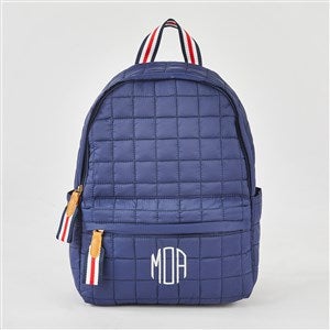 Embroidered Shiraleah Quilted Backpack in Navy - 51226