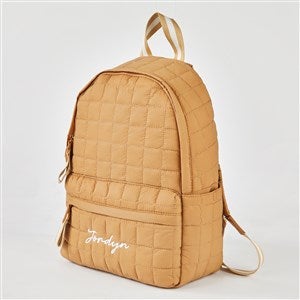 Embroidered Shiraleah Quilted Backpack in Tan - 51228