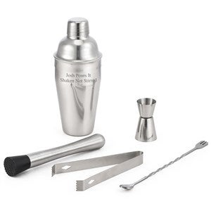 Engraved Stainless Shaker  Barware 5pc Set - 51235