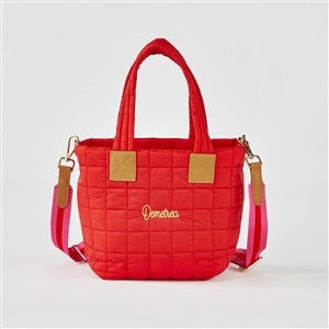 Embroidered Shiraleah Quilted Mini Tote in Red - 51299