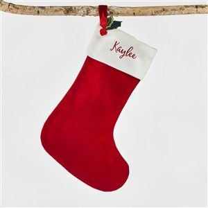 Embroidered Large Velvet Stocking in Red - 51334