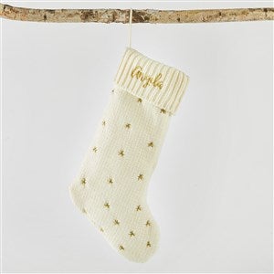 Kittenish Embroidered Cream and Gold Star Stocking - 51344