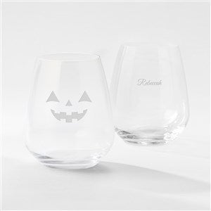 Engraved Jack-O-Lantern Atelier Stemless Wine Glass - 51611