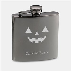 Engraved Jack-O-Lantern Gunmetal Flask - 51618