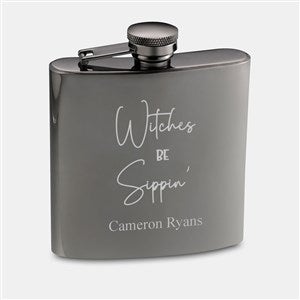 Engraved Witches Sippin Gunmetal Flask - 51619