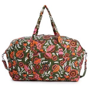 Embroidered Vera Bradley Large Miramar Weekender in Bubbly Flowers Green - 52147