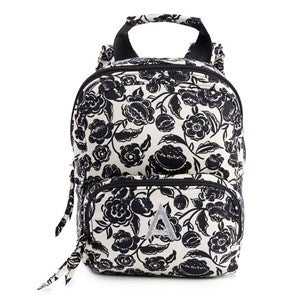 Embroidered Vera Bradley Mini Banbury Backpack in Bubbly Flowers Black - 52156