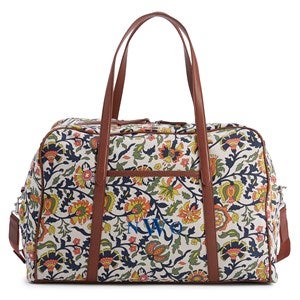 Embroidered Vera Bradley Miramar Weekender in Marrakesh Vines and Leather - 52159