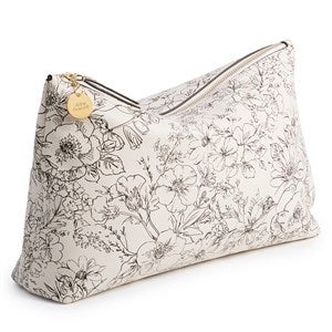 Engraved Vera Bradley Leather Large Pouch in Bloom Cottage Cream - 52170