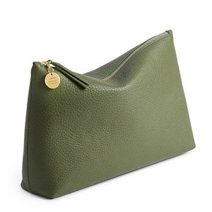 Engraved Vera Bradley Leather Large Pouch in Bronze Green - 52173