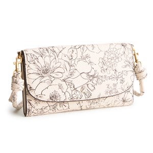 Vera Bradley Leather Crossbody Wallet in Bloom Cottage Cream - 52192