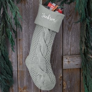 Kittenish Embroidered Cable Knit Stocking in Grey - 52240-G