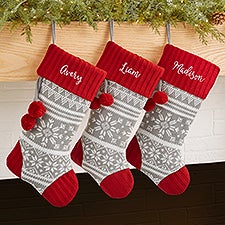 Knit Snowflake Personalized Christmas Stockings - 28064