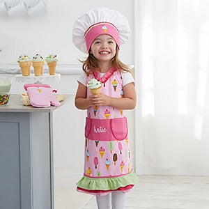 Girls Pink Personalized Apron, Personalized Kids Apron. Chef Hat and Apron  Set, Toddler Apron, Apron for Kids, Custom Kids Apron 