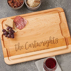 Seasonally Script Personalized Bamboo Cutting Board - 10x14