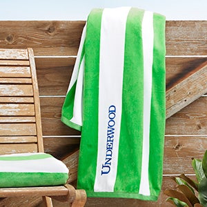 Embroidered Cabana Stripe Beach Towel - Royal Blue