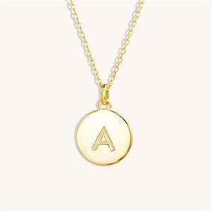 Engraved Initial Disc Necklace  - 39985D