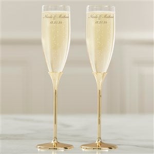 Custom Gold Rimmed Champagne Glasses Set