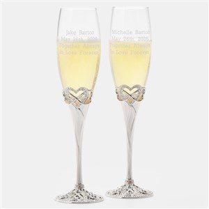 Infinity Heart Wedding Engraved Champagne Flute Set - 41624