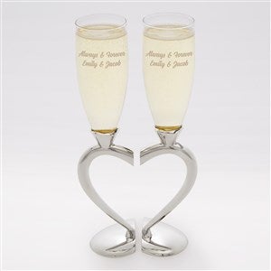 Fun Express 13666590 Glass Stacked Heart Personalized Wedding Flutes