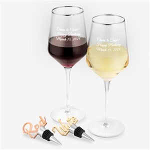 Entertaining Engraved Wine Glass and Stopper Gift Set - 46169