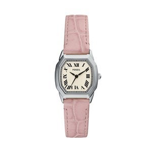 Engraved Fossil Harlow Silver & Pink Leather Watch  - 53366