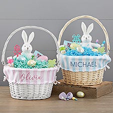 Delicate Stripes Personalized Easter Basket With Folding Handle - 30245