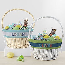 Boy's Colorful Name Personalized Easter Basket With Folding Handle - 30250