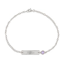 Engraved Bezel Set Birthstone Name Bracelet - 31859D