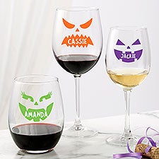 Jack-o'-Lantern Personalized Halloween Wine Glasses - 32145