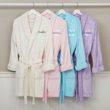 Playful Name Short Embroidered Fleece Robes - 33469