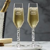 Orrefors Carat Personalized Modern Wedding Champagne Flutes - 36520