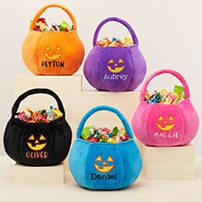 Jack-o'-Lantern Embroidered Plush Halloween Treat Bag  - 36760