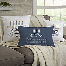 Spirit of Hanukkah Menorah Personalized Throw Pillow  - 37090