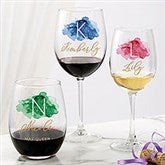 Birthstone Color Printed Wine Glass Collection  - 38839