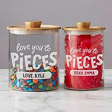 Love You to Pieces Personalized Glass Container with Acacia Lid  - 39241