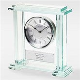 Engraved Wedding Jade Glass Clock Large Tabletop - 41288