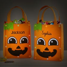 Pumpkin Embroidered Light Up Halloween Treat Bag - 41315