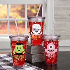 Trick or Treat Halloween Characters Personalized 17 oz. Insulated Acrylic Tumbler  - 41510