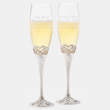 Infinity Heart Wedding Engraved Champagne Flute Set - 41624